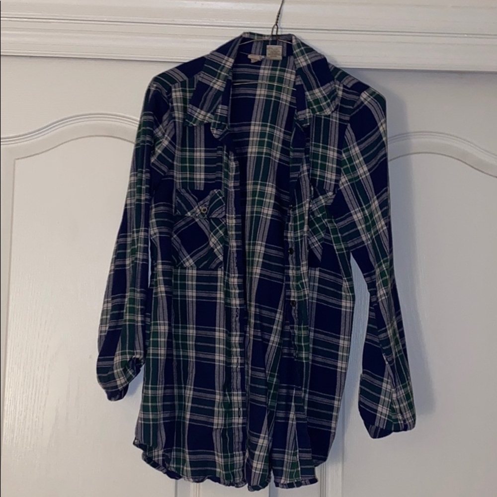Mimi Chica Green & Blue Flannel